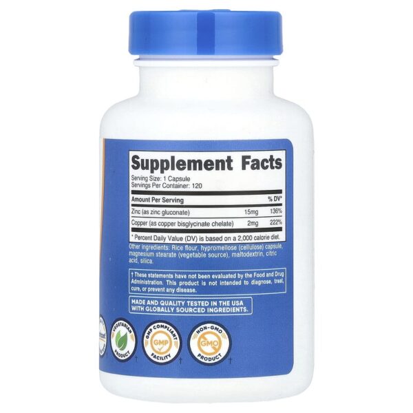 Nutricost, Zinc + Copper, 120 Capsules - Image 3