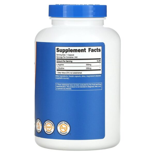 Nutricost, L-Arginine + L-Citrulline, 240 Capsules - Image 4