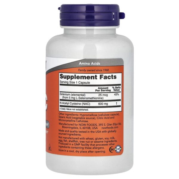 NOW Foods, NAC with Selenium, 100 Capsules - Image 5