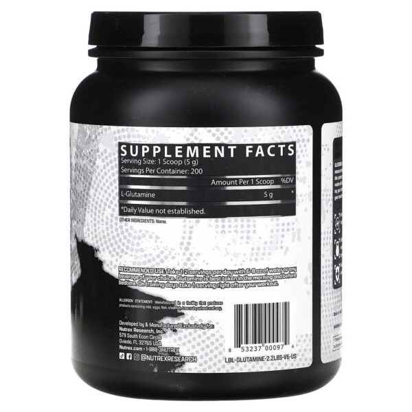 Nutrex Research, Glutamine Pure, Unflavored, 2.2 lbs (1,000 g) - Image 4