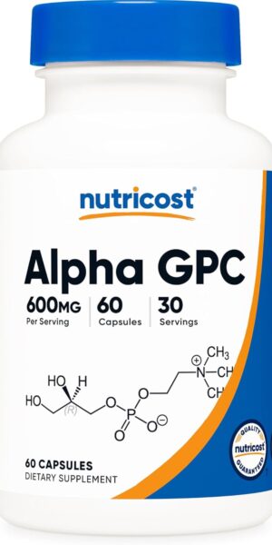 Nutricost Alpha GPC 600mg, 120 Vegetarian Capsules - Non-GMO and Gluten Free, 300mg Per Capsule