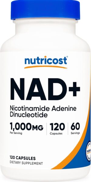 Nutricost NAD+ Supplement 1,000mg per Serving,120 Capsules (Nicotinamide Adenine Dinucleotide) - 60 Servings, Gluten-Free, Vegan