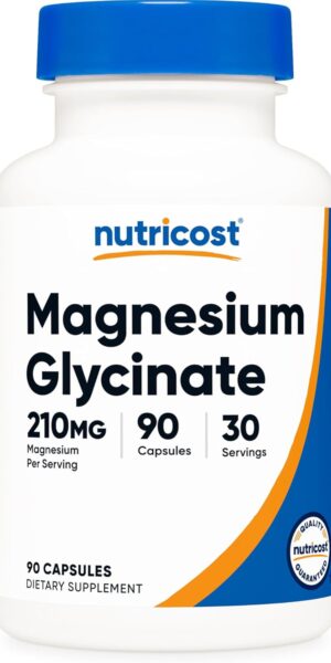 Nutricost Magnesium Glycinate Capsules (90 Capsules, 210 mg Per Serving) - Magnesium Glycinate Supplement for Gentle Absorption