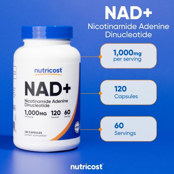 Nutricost NAD+ Supplement 1,000mg per Serving,120 Capsules (Nicotinamide Adenine Dinucleotide) - 60 Servings, Gluten-Free, Vegan - Image 5