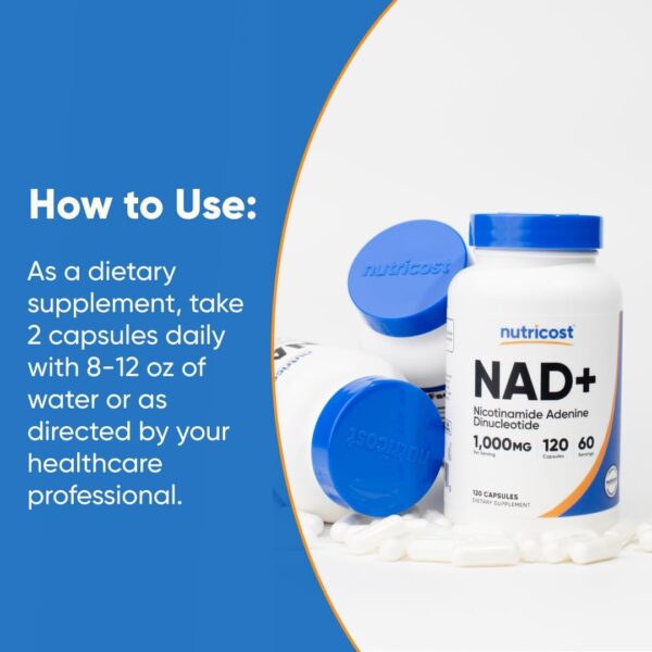 Nutricost NAD+ Supplement 1,000mg per Serving,120 Capsules (Nicotinamide Adenine Dinucleotide) - 60 Servings, Gluten-Free, Vegan - Image 4