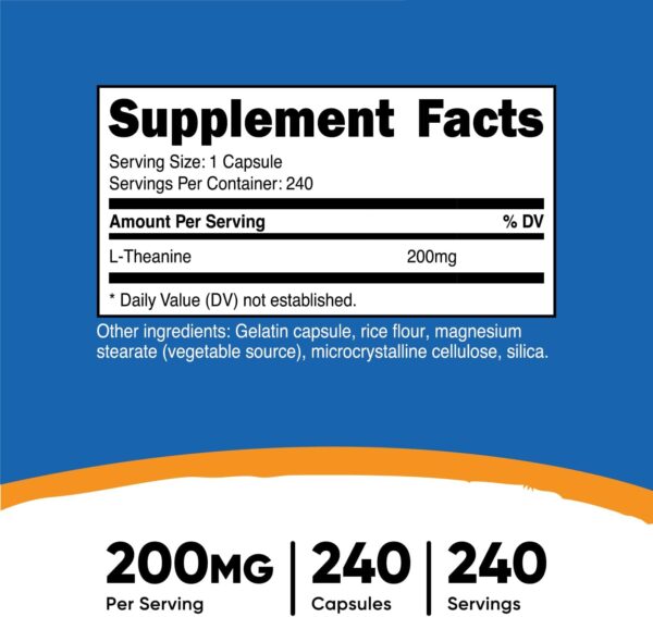 Nutricost L-Theanine 200mg, 240 Capsules - Double Strength - Image 6