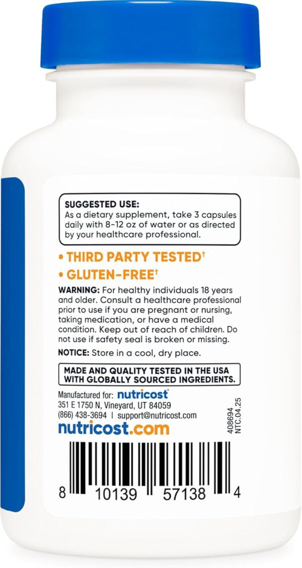 Nutricost Magnesium Glycinate Capsules (90 Capsules, 210 mg Per Serving) - Magnesium Glycinate Supplement for Gentle Absorption - Image 3