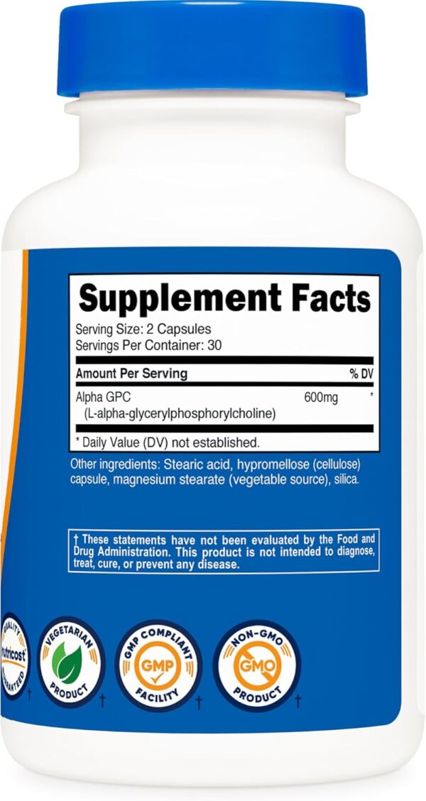 Nutricost Alpha GPC 600mg, 120 Vegetarian Capsules - Non-GMO and Gluten Free, 300mg Per Capsule - Image 6