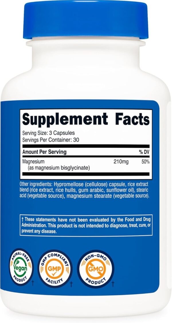 Nutricost Magnesium Glycinate Capsules (90 Capsules, 210 mg Per Serving) - Magnesium Glycinate Supplement for Gentle Absorption - Image 2
