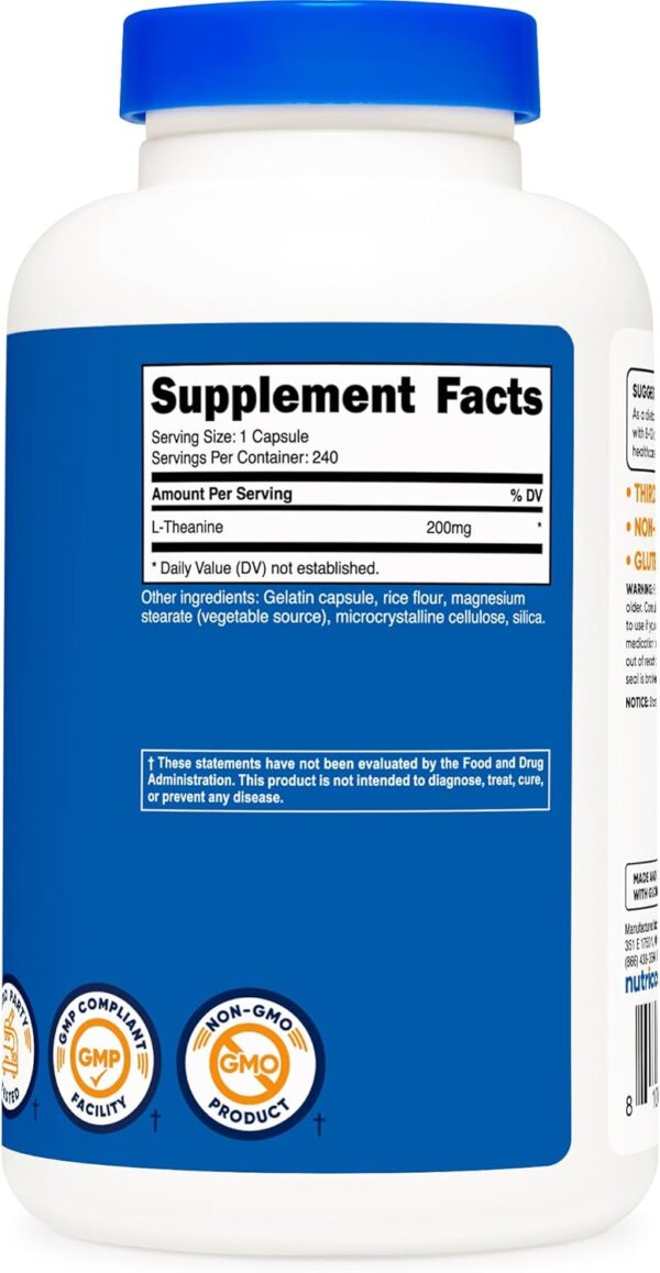 Nutricost L-Theanine 200mg, 240 Capsules - Double Strength - Image 4