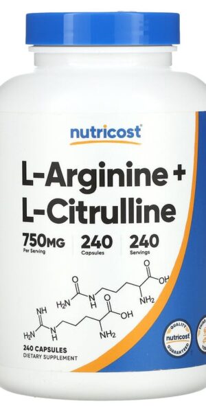 Nutricost, L-Arginine + L-Citrulline, 240 Capsules