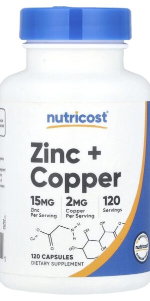 Nutricost, Zinc + Copper, 120 Capsules