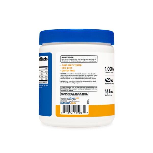 Nutricost Calcium + Magnesium + Zinc Citrates with Vitamin D3 Powder - Image 2