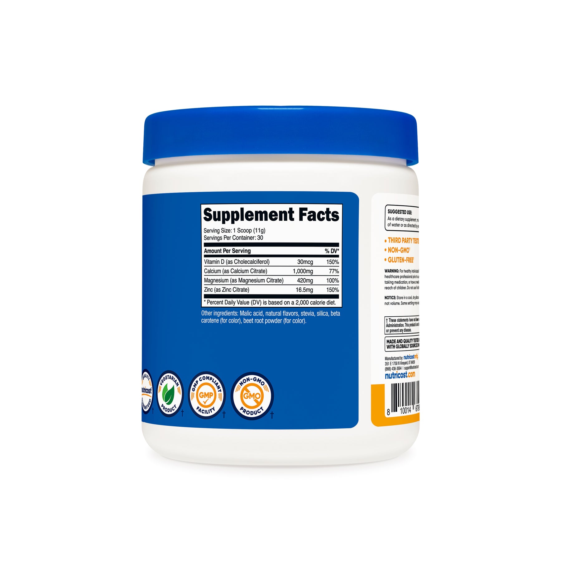 Nutricost Calcium + Magnesium + Zinc Citrates with Vitamin D3 Powder - Image 3