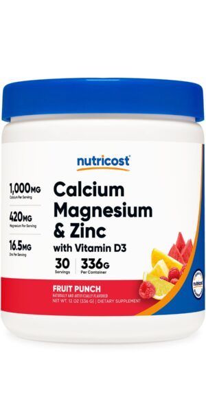 Nutricost Calcium + Magnesium + Zinc Citrates with Vitamin D3 Powder