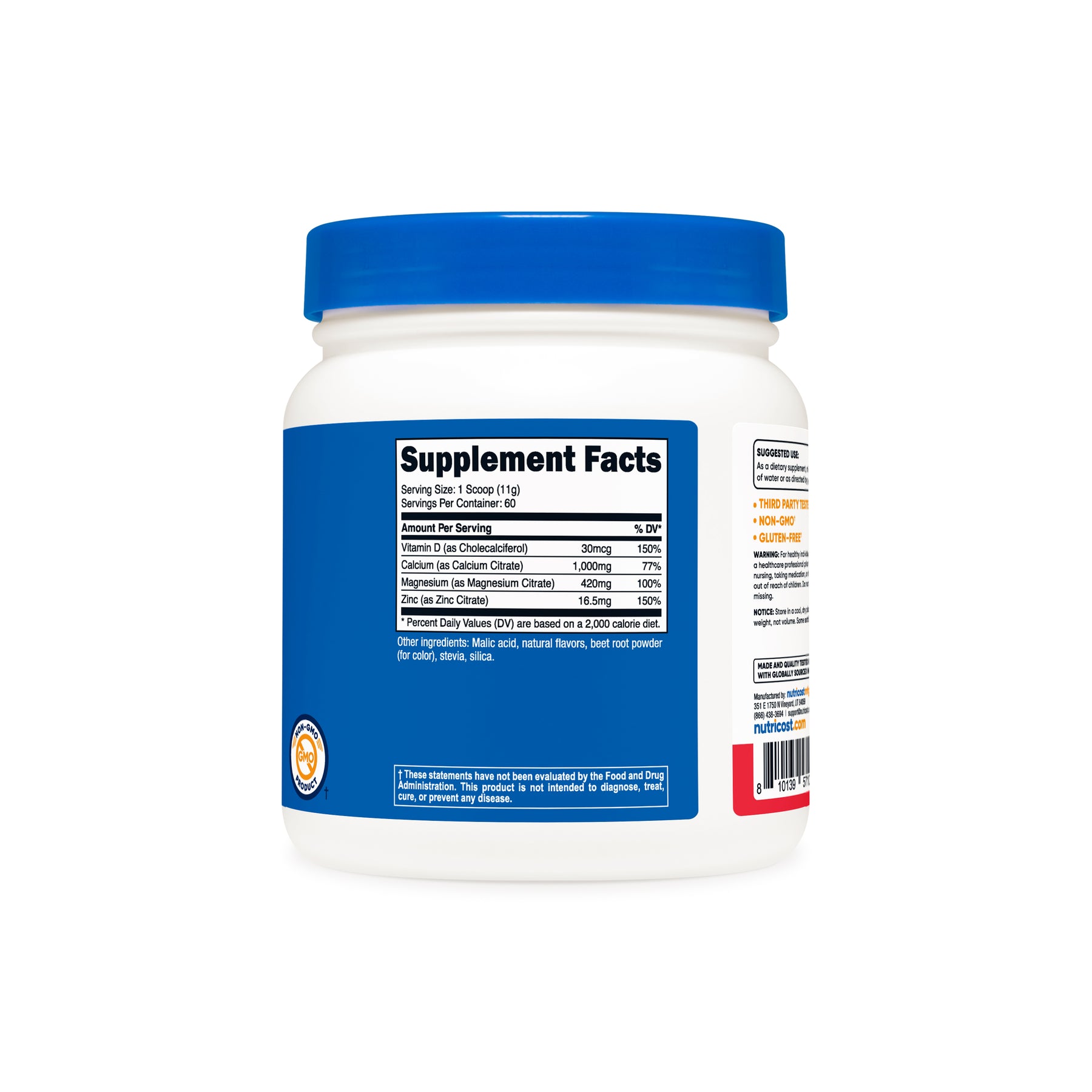 Nutricost Calcium + Magnesium + Zinc Citrates with Vitamin D3 Powder - Image 6
